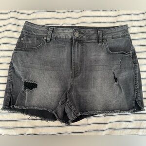 Maurice’s distressed black wash denim shorts